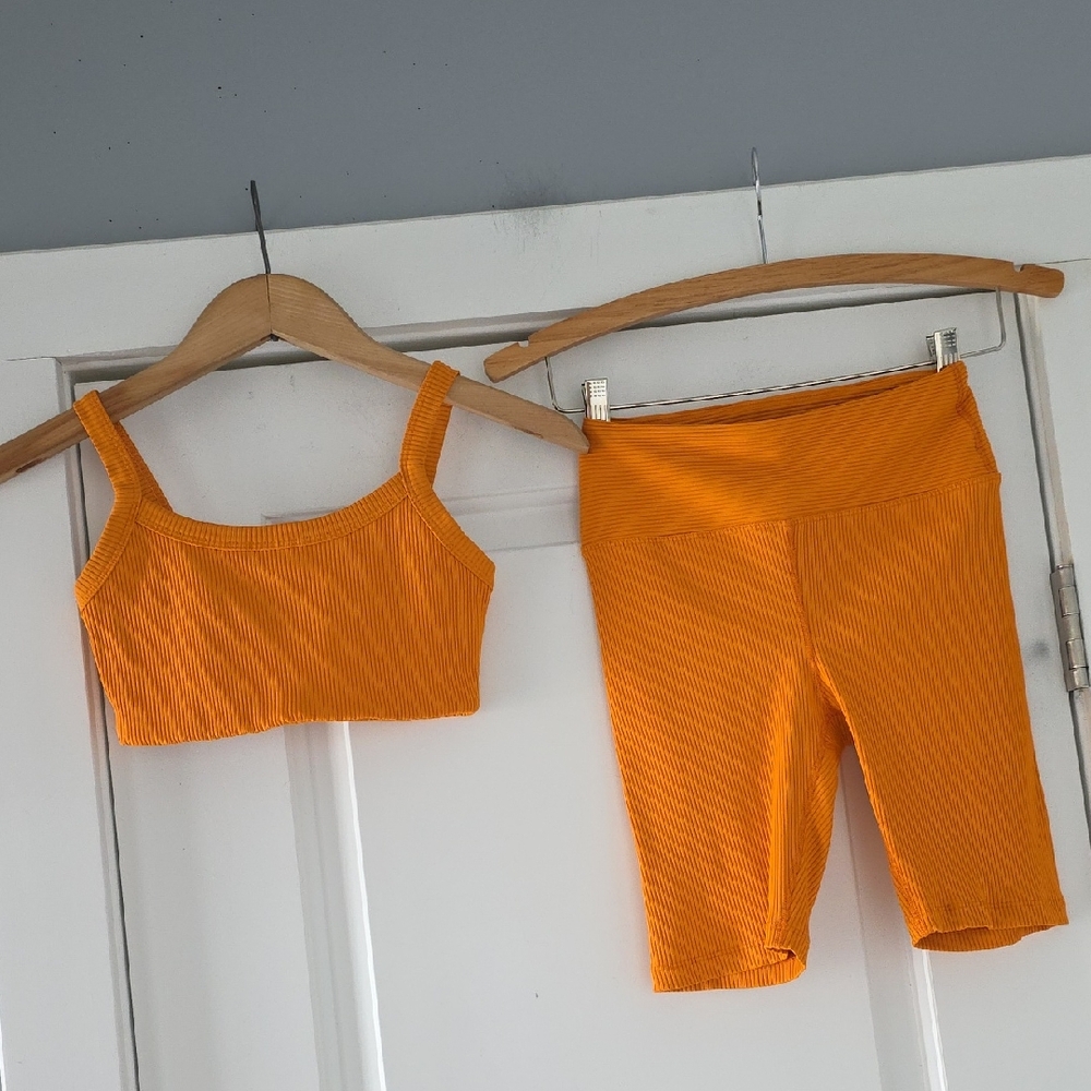 Year of Ours Vibrant Orange Ribbed Set